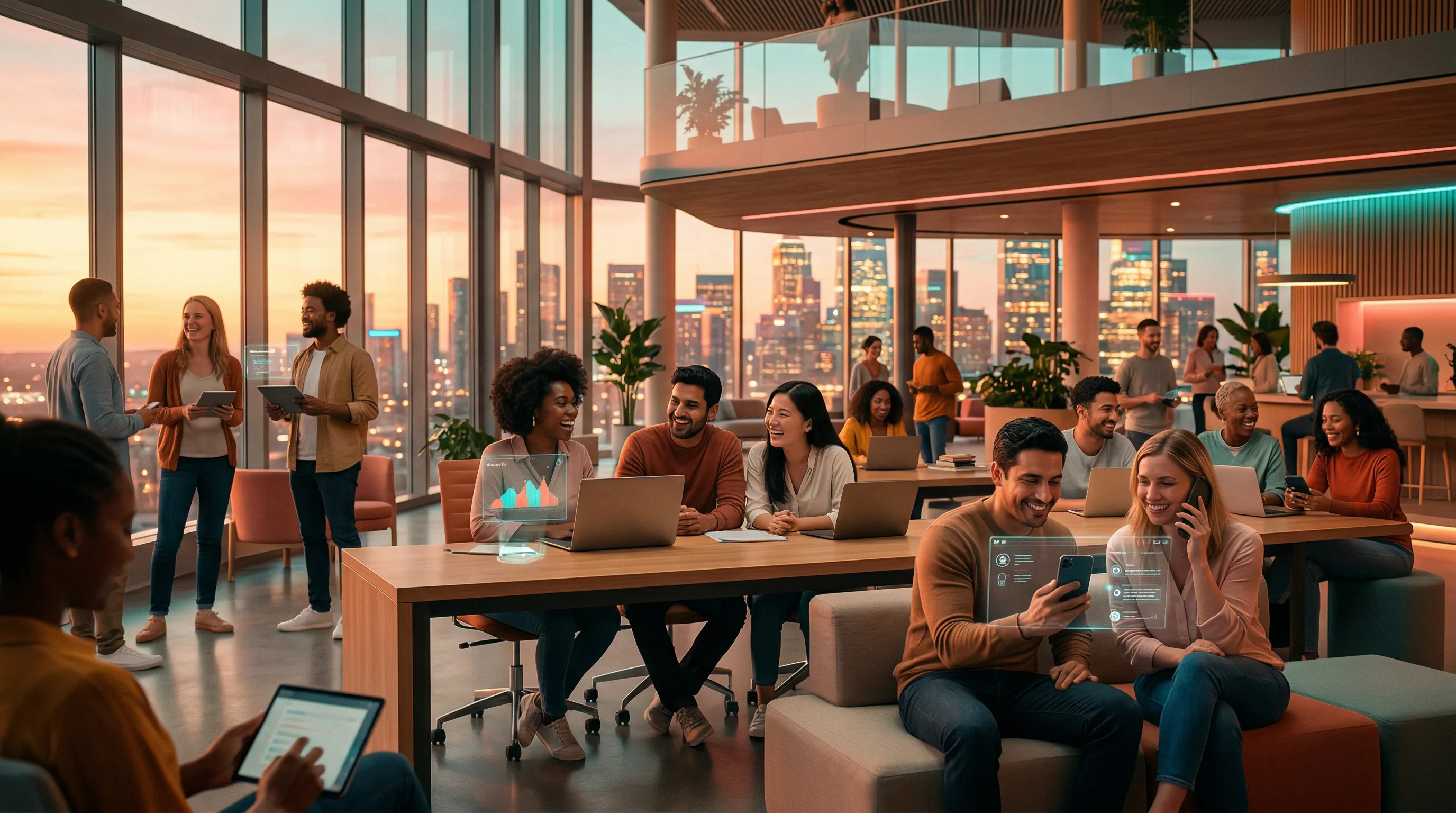 People connecting through technology
